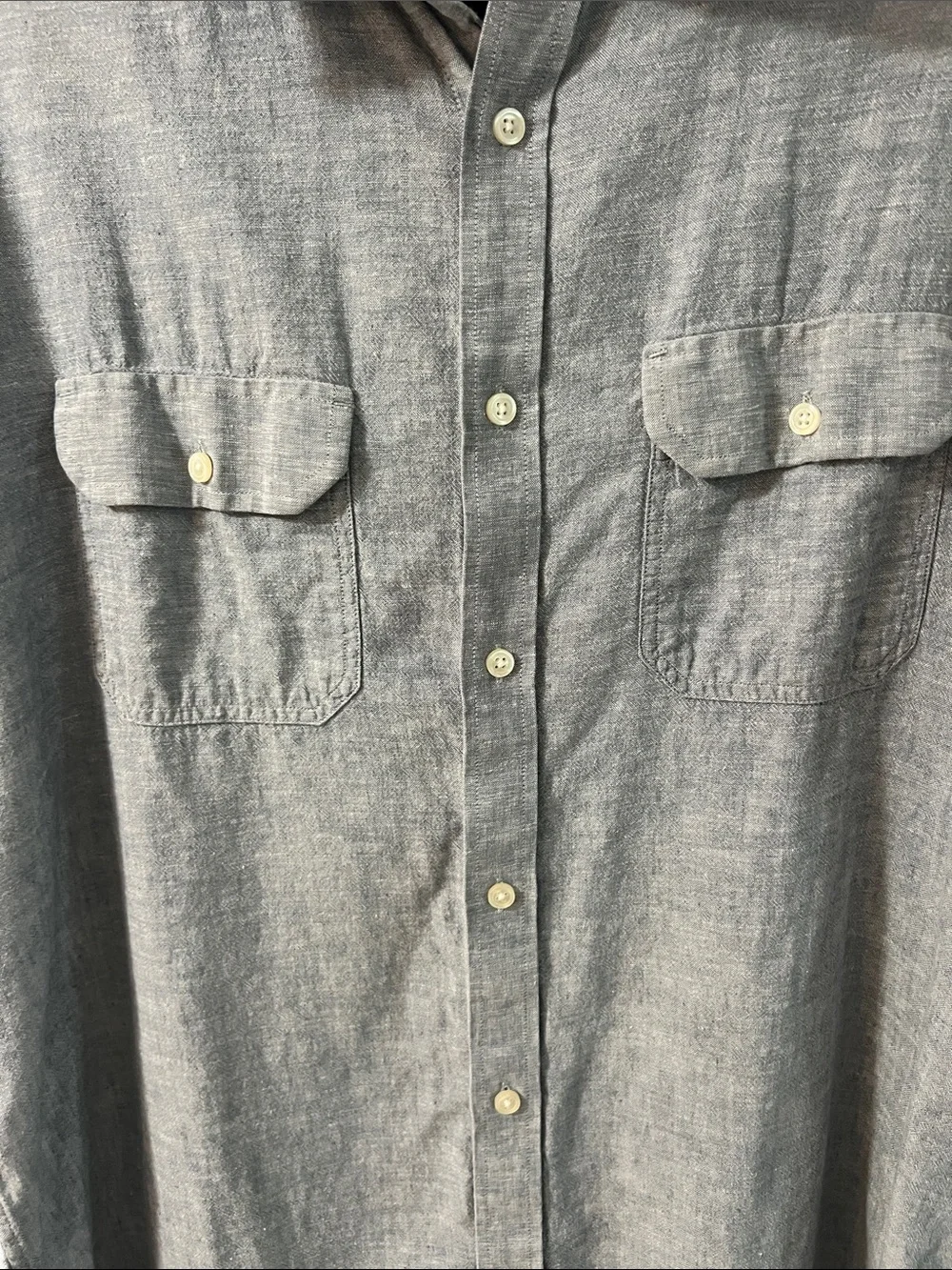 Banana Republic Men's Light Blue Short-Sleeve Button-Down Linen Shirt Sz XL
